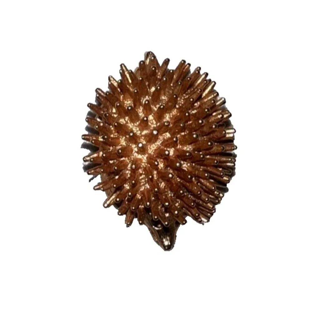 Vintage Sarah Coventry Gold Tone Hedgehog Brooch Pin Amber Rhinestone Eyes